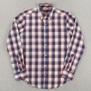 Gustin Shirt Mens Size M Blue Red Classic Fit Long Sleeve Button Down Cotton